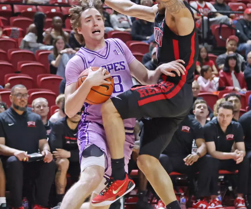 GCU guard Dusty Stromer drives the lane in late loss vs UNLV.