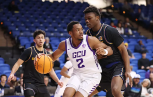 GCU #2 Makiah Williams drives the lane vs SJSU