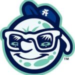 Cartoon moon mascot wearing white glasses and a navy cap with an 'A' logo.