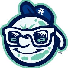 Cartoon moon mascot wearing white glasses and a navy cap with an 'A' logo.