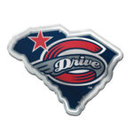 Texas-shaped logo with a blue background, red star, and a curved red/blue swoosh featuring the word 'Drive'.