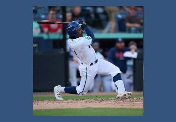 'Game Final' graphic over a blue background with a batter photo and team logos; score 23-11 at HomeTrust Park