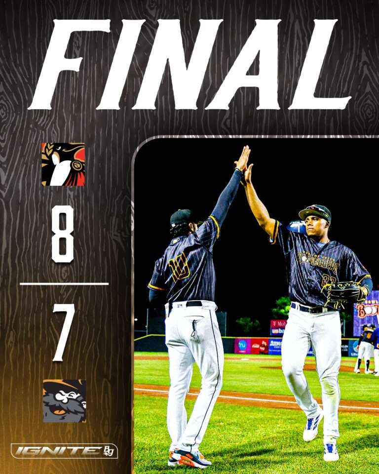 Final score 8–7; two baseball players high-fiving on the field under a large 'FINAL' text at the top.
