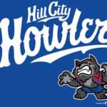Hill City Howlers logo on a blue background with a snarling bulldog mascot.