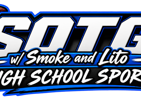 Logo for SOTS High School Sports featuring a football, basketball, baseball, a microphone, and bold blue-outlined white text.