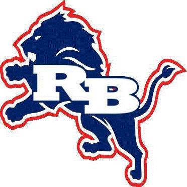 Logo featuring a blue bulldog mascot with white 'RB' letters outlined in red.