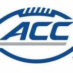 Atlantic Coast Conference (ACC) logo in blue football-shaped emblem