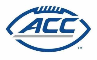 Atlantic Coast Conference (ACC) logo in blue football-shaped emblem